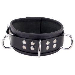 The Red Collier en cuir 3 anneaux D Noir